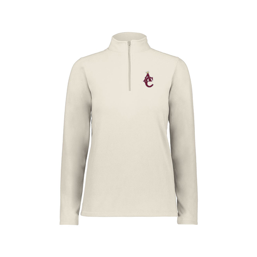 [6864.53T.XS-LOGO1] Ladies MicroFleece 1/4 Zip Pullover (Female Adult XS, White, Logo 1)